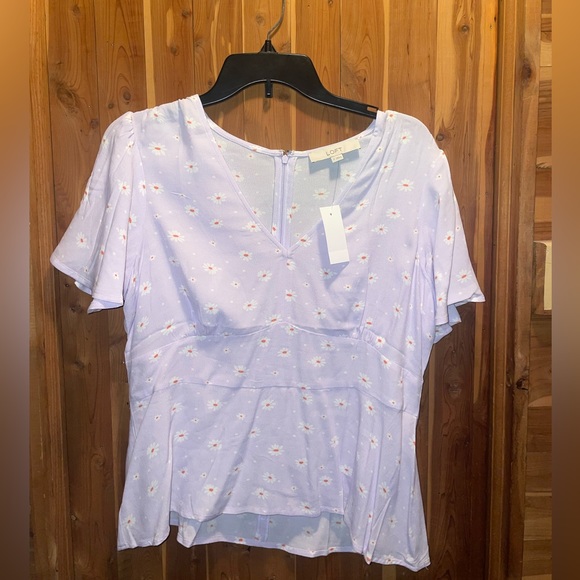 New with tags - Ann Taylor Loft lavender flutter sleeved blouse - Picture 5 of 5